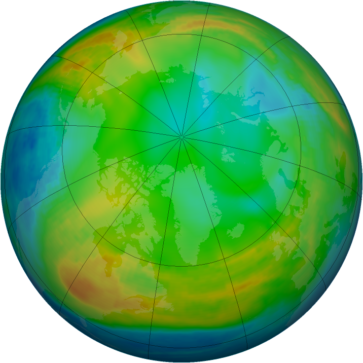 Arctic ozone map for 15 December 1989
